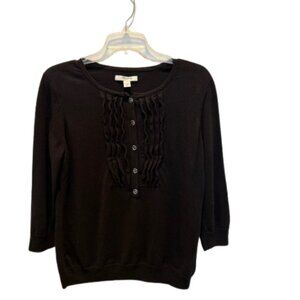 1195 Liz Claiborne Sweater Women’s Large Black ¾ Length Sleeves Work to Casual